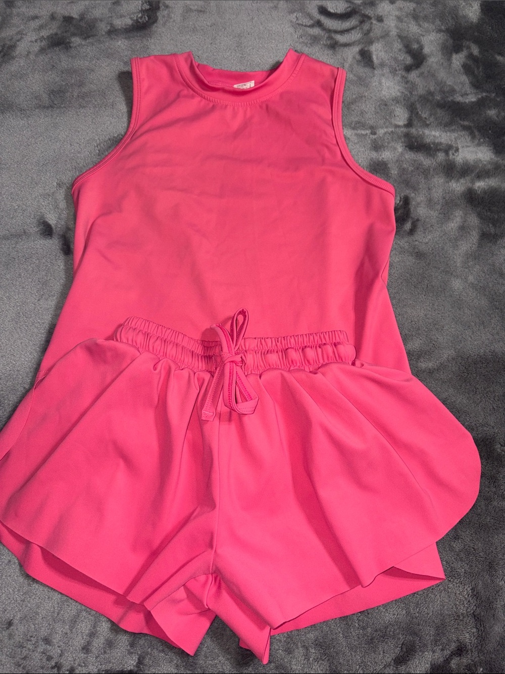 Girls Pink Sleeveless Top and Skirted Shorts Set